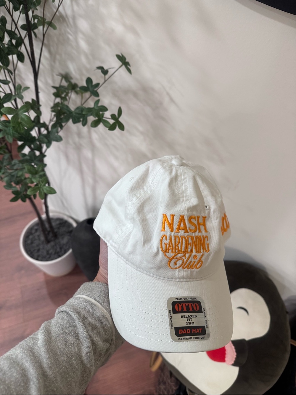 OTTO White Dad Hat with Golden Yellow Nash Gardening Club Embroidery